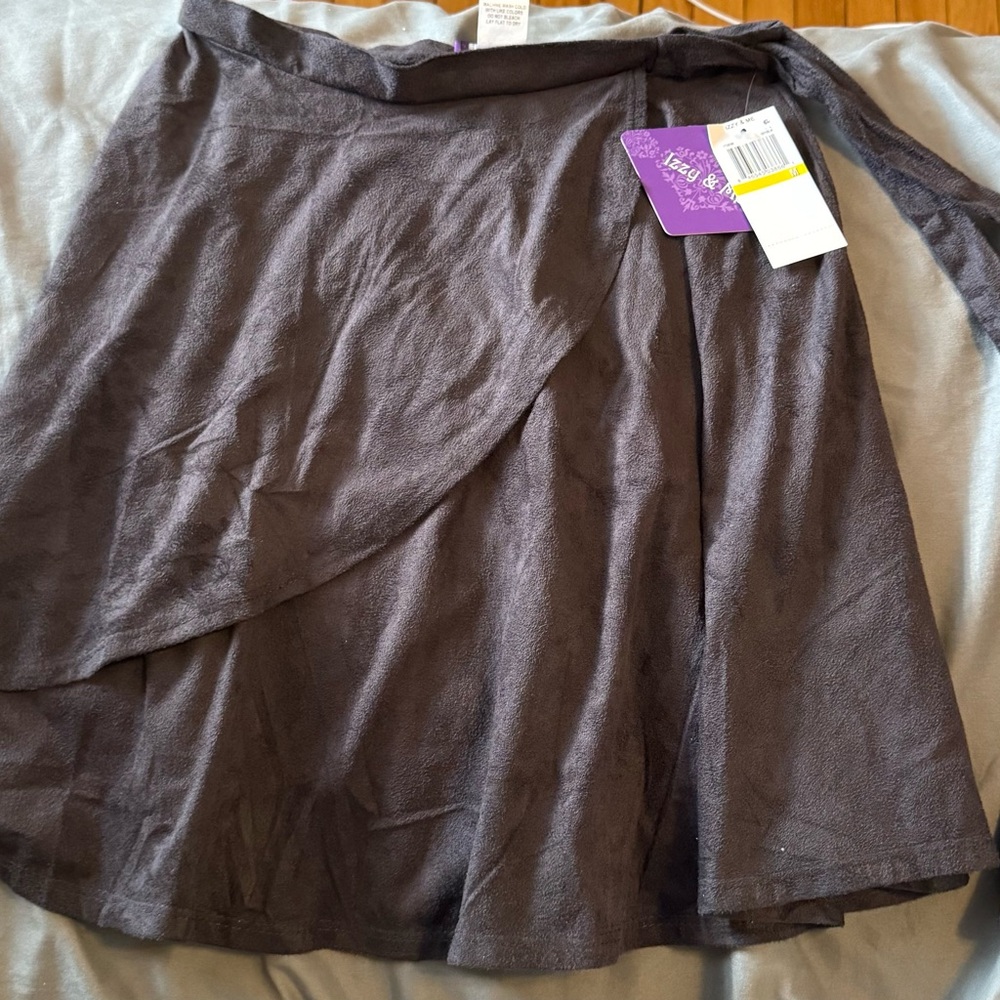 Black Suede Wrap Skirt